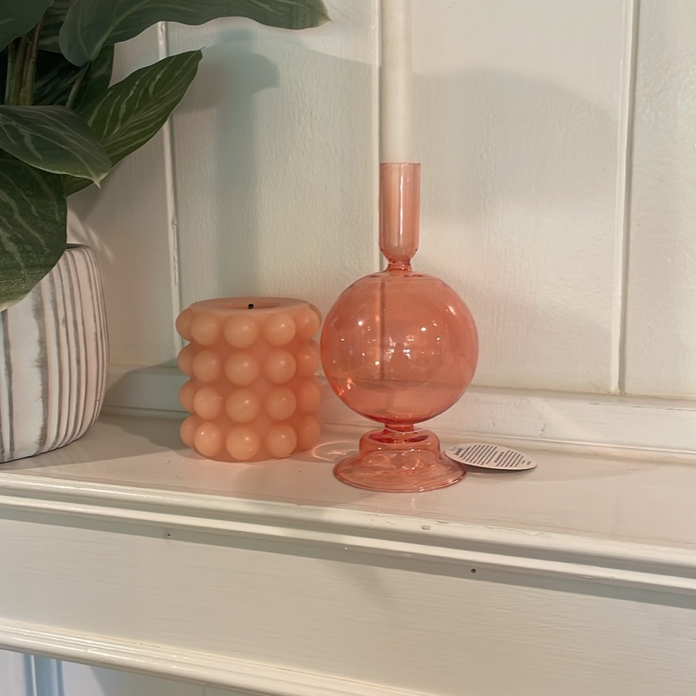 NWT Borosilicate Glass Taper Candle Holder.